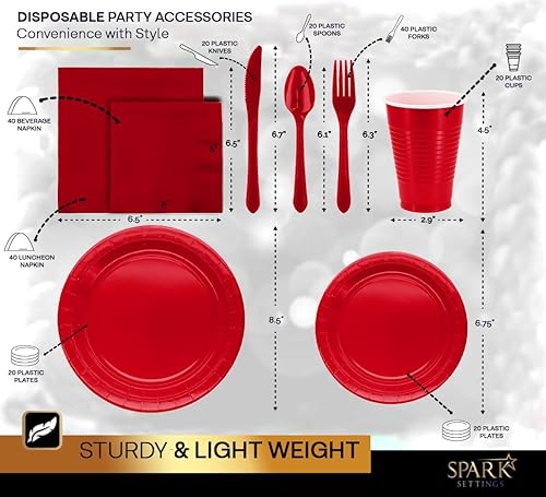 Miniatura 4 de Juego de suministros negros para fiestas, platos de papel, vasos de plástico, tenedores, cuchillos, cucharas, servilletas, mantel para 20 invitados,