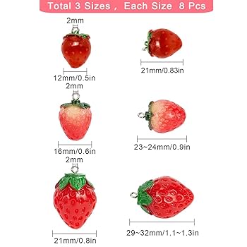 Amazon | SUNNYCLUE 24個3種 イチゴ チャーム フルーツ チャーム