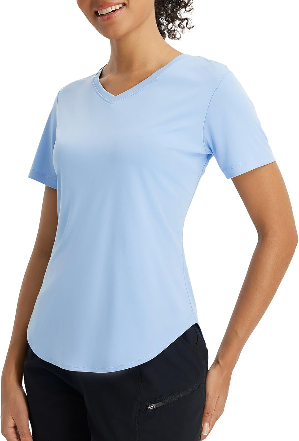 Baleaf Women’s V-Neck UPF 50+ Sun Shirt – Moisture-Wicking T-Shirts