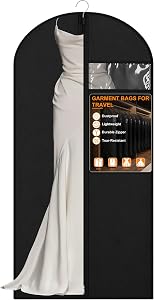 Garment Bags for Travel & Hanging Clothes, 55" Suit Bag for Closet Storage, Lightweight Dress Bags for Gowns Long, Dustproof Garment Covers with Clear Window & Reinforced Zipper, Black (1 Pack)