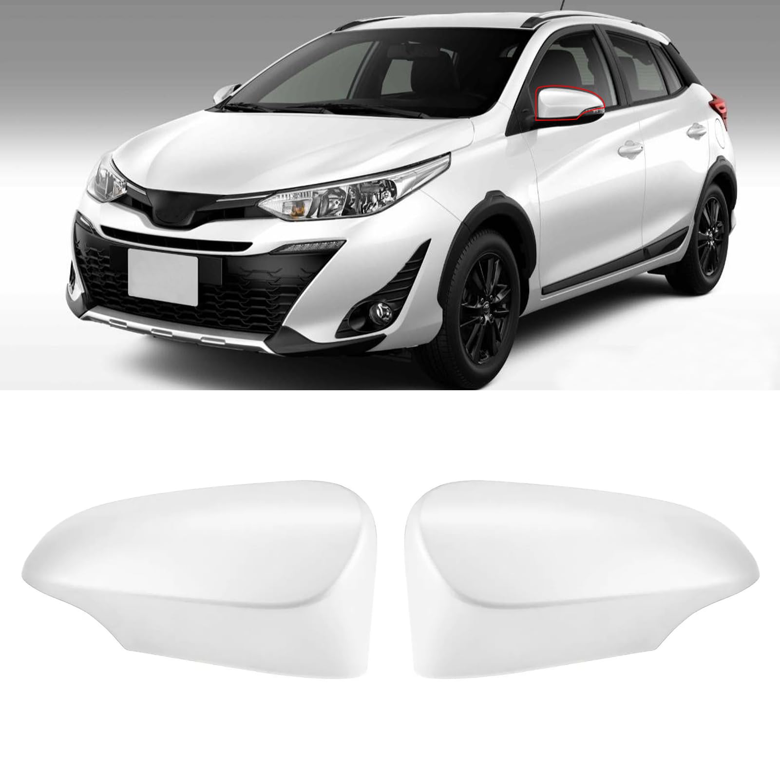 TTCR-II Copertura Specchietti Compatibile con Toyota Yaris Calotte Specchietti 2012 2013 2014 2015 2016 2017 2018 2019 Tappi Specchietti per Yaris 2012-2019（Bianco）