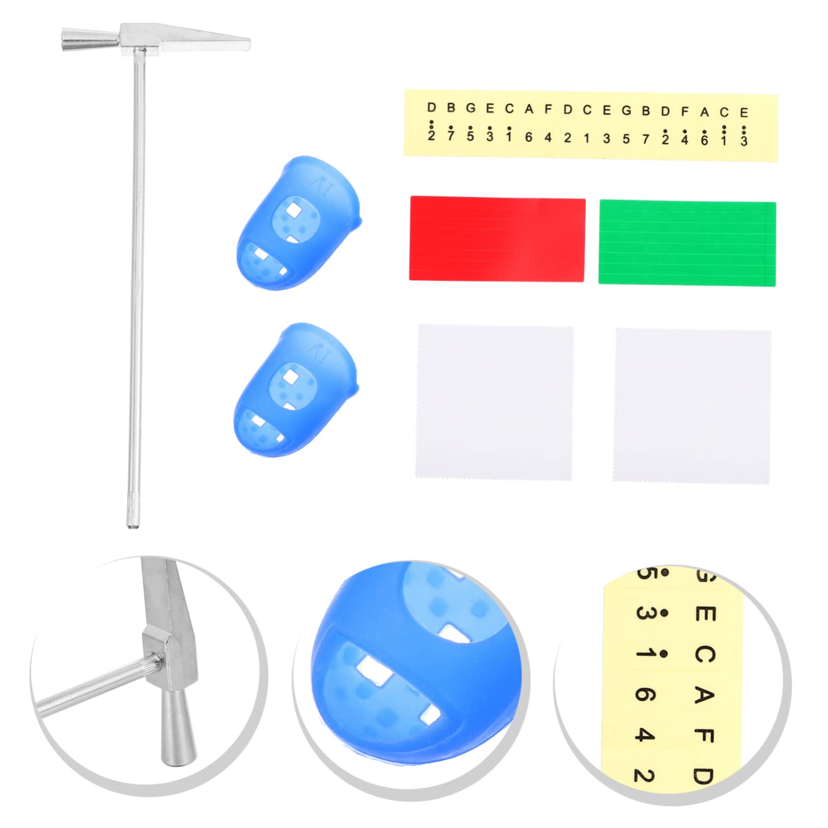 VANZACK 1 Set Thumb Piano Accessory Kit with Cleaning Cloth Scale Stickers Tuning Hammer and Thumb Sleeves for Beginners and Easy Practice