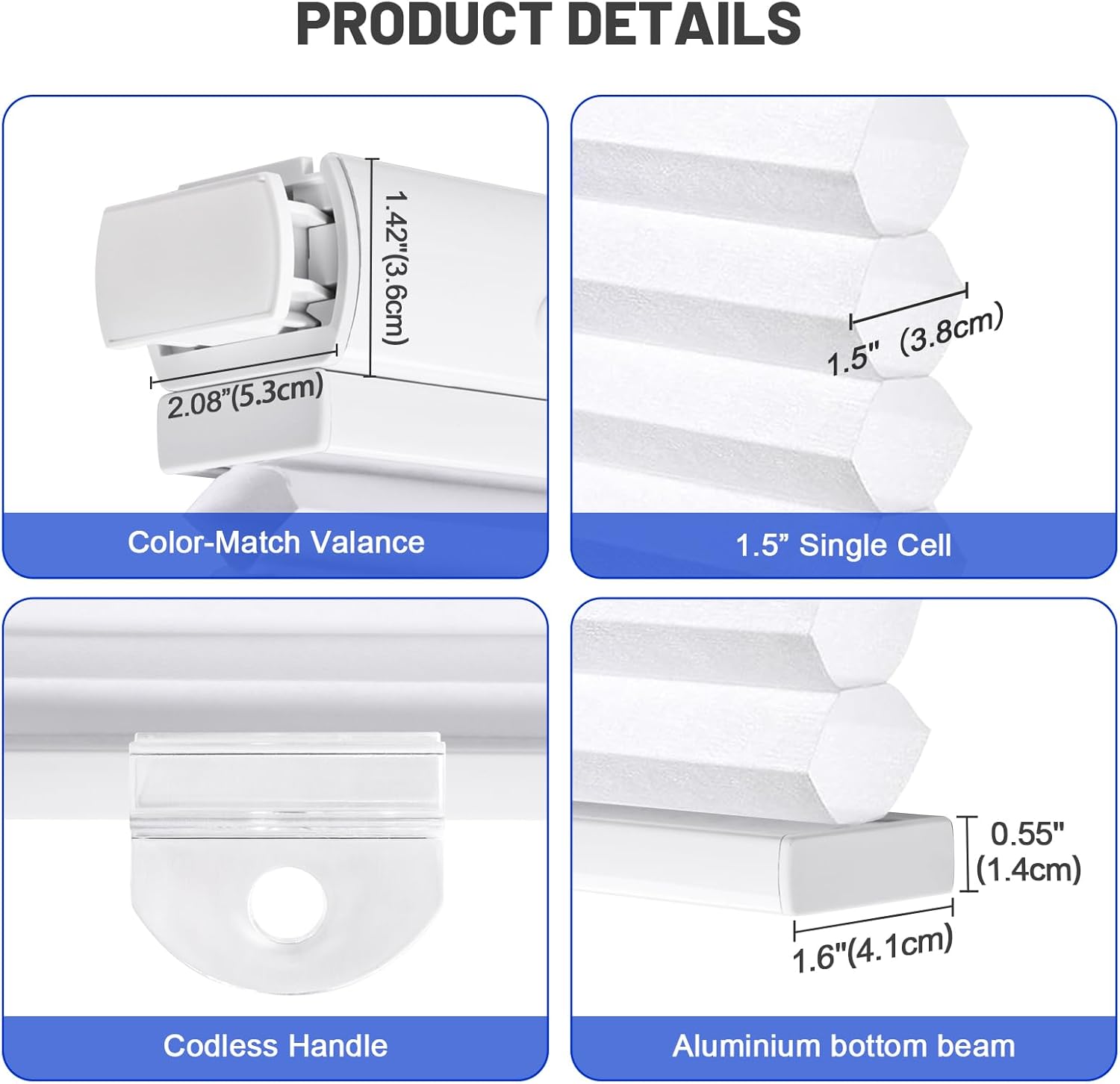 Top Down Bottom Up Cellular Blinds for Indoor Windows 1.5’’ No Drill Honeycomb Shades TDBU Cordless Safety Window Shade,Light Filtering Light Yellow,36'' W x 56'' H