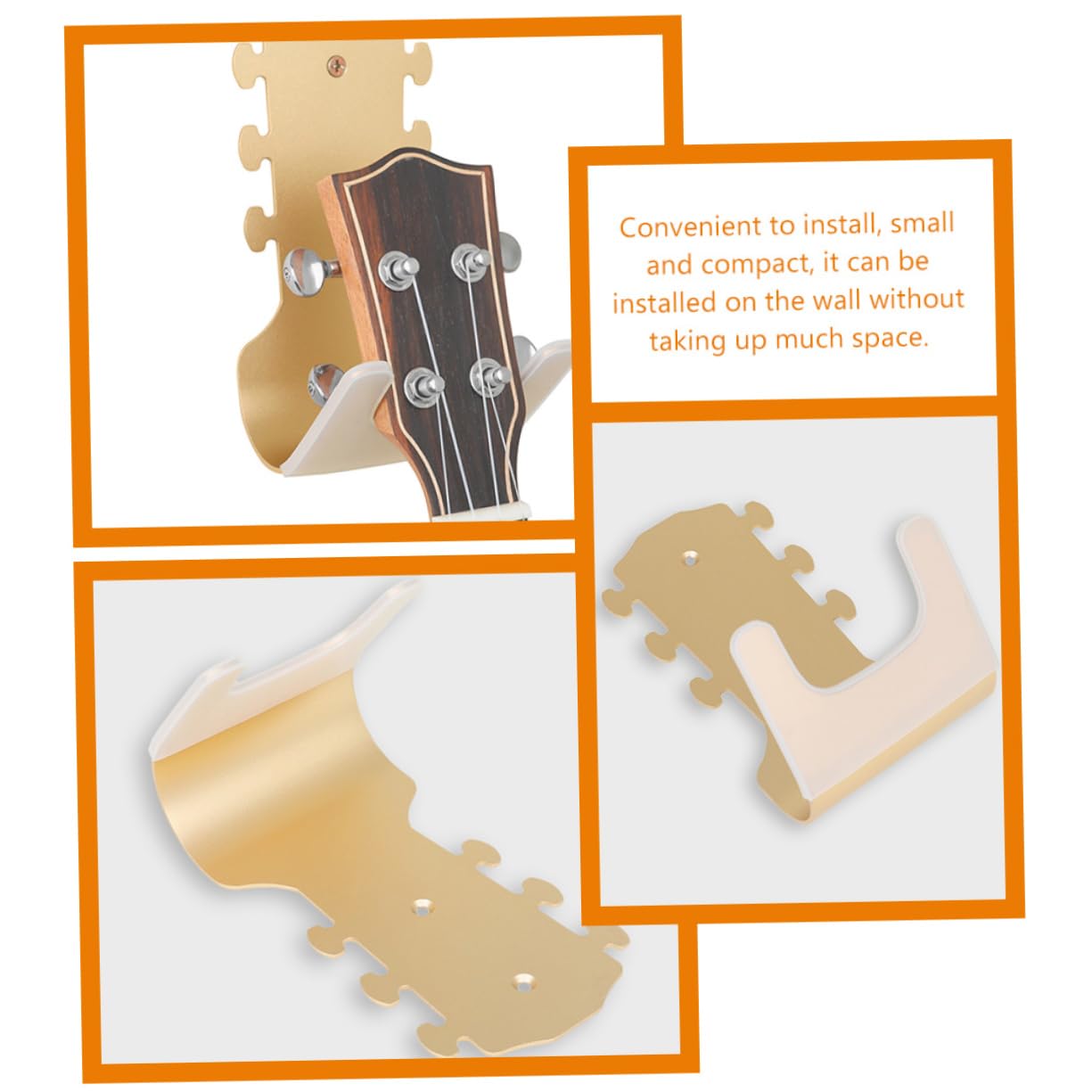 Gancio da Parete per Chitarra in Metallo Oro, Supporto Singolo | Rivestimento in Silicone, Installazione Semplice senza Forare, Stabilità Potenziata e Portata Rinforzata