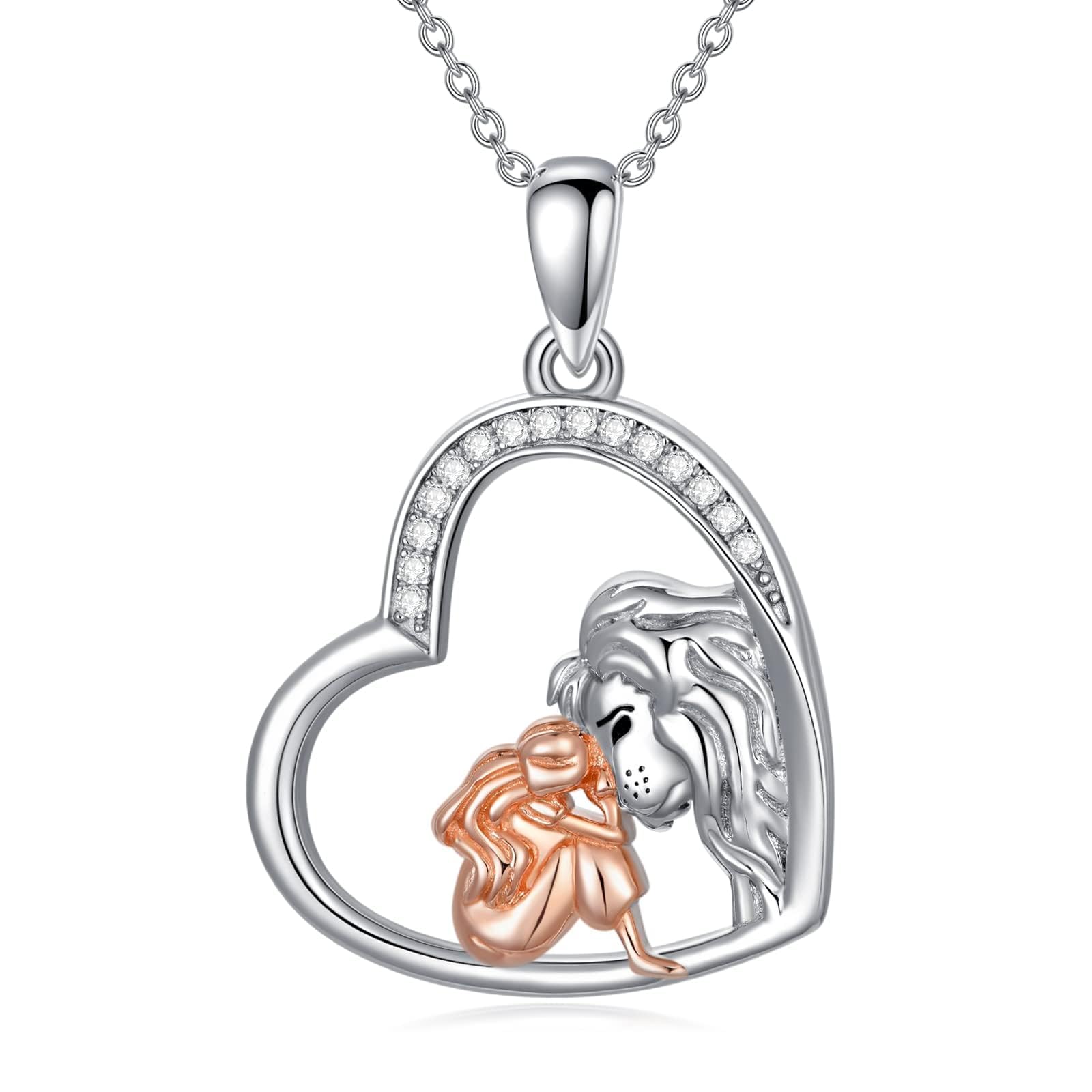 ONEFINITY Löwenmädchen Halskette 925 Sterling Silber Löwenmädchen Anhänger Schmuck Geschenke für Frauen Mädchen
