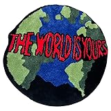 LAKEA Earth Round Mat Bathroom Mat Anti-Slip Soft Cushion Pad Bedside Carpet Rug Floor Bedroom Doormat Aesthetic Home Room Decor (35.4X35.4 inch)