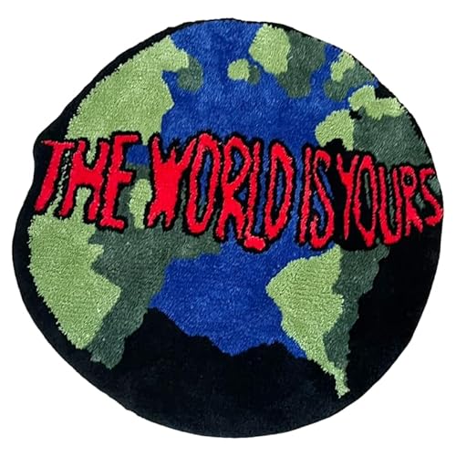 LAKEA Earth Round Mat Bathroom Mat Anti-Slip Soft Cushion Pad Bedside Carpet Rug Floor Bedroom Doormat Aesthetic Home Room Decor (35.4X35.4 inch)