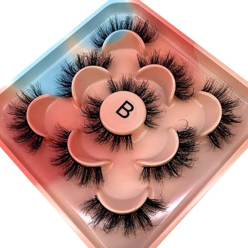 HBZGTLAD new 5 Pairs 25 mm 3d Mink Lashes Bulk Faux with Custom Natural Mink Lashes Pack Short Wholesales Natural False Eyelashes (B)