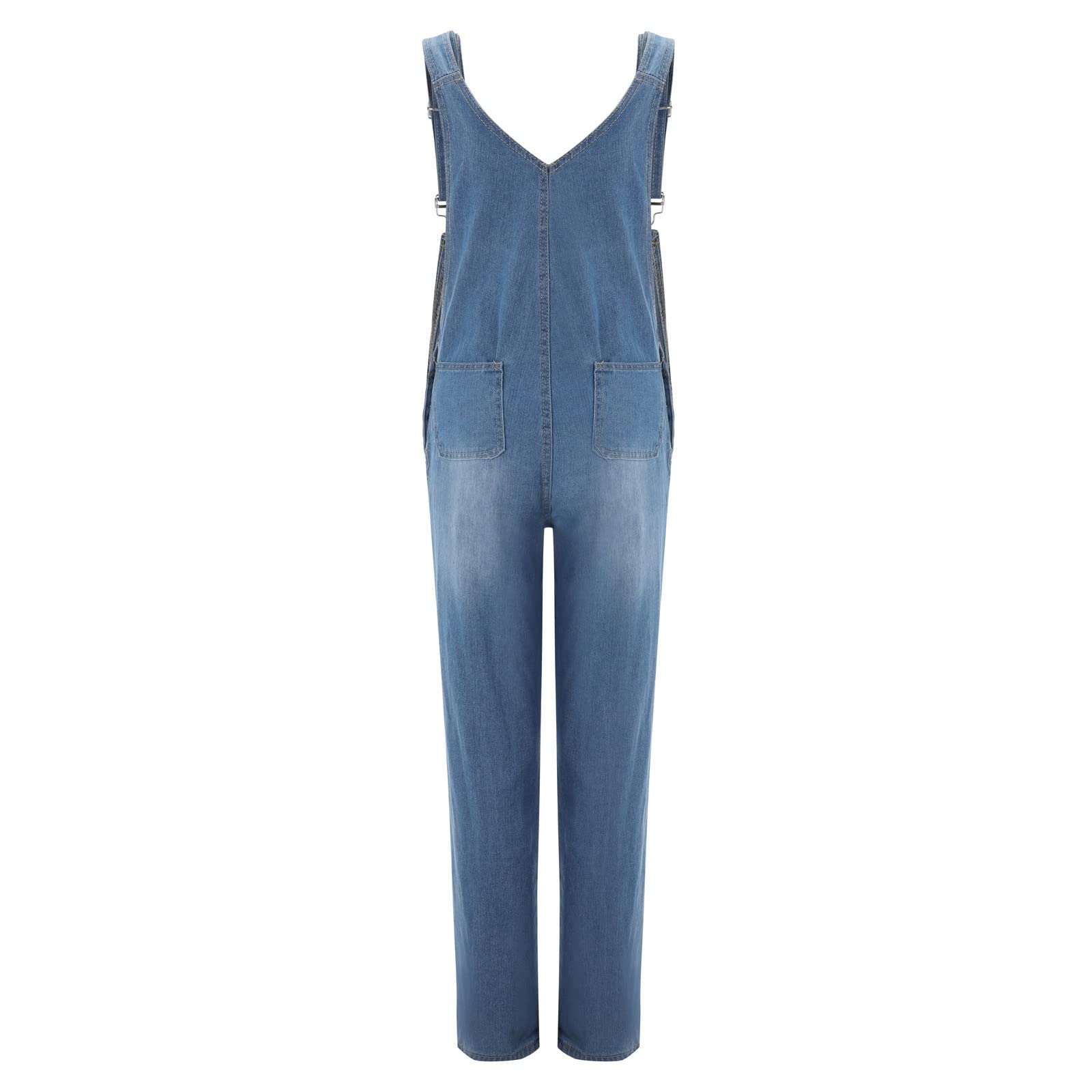 Peto para mujer, pantalones de trabajo azules, mono para mujer, de verano, largo, elegante, vaquero, elástico, de pierna recta, pantalones vaqueros con tirantes ajustables, pantalones vaqueros largos
