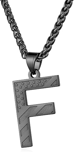 Laeclily Initial Necklace for Men Stainless Steel Pendent Chain Personalized F L