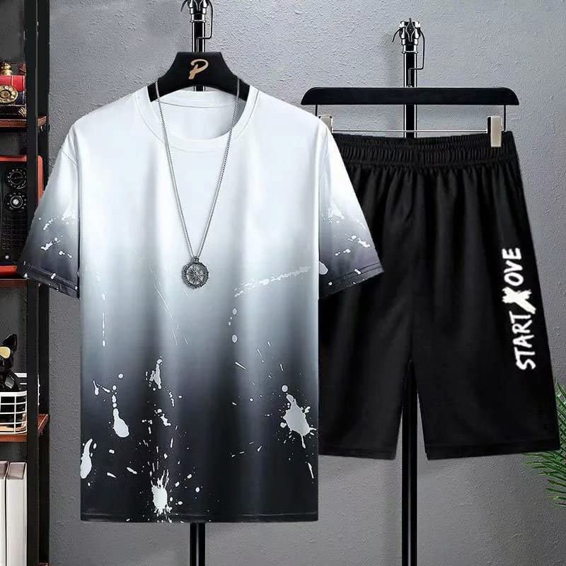 Ensemble t-shirt et short de plage homme avec motif imprimé 3D relief