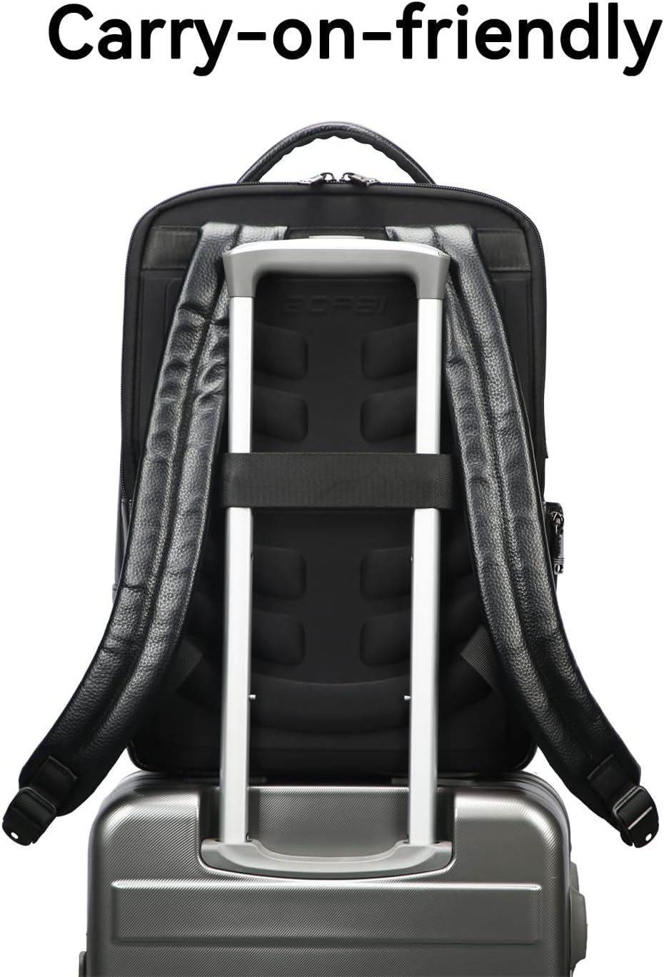 BOPai Genuine Leather Backpack for Men Multi-Function 15.6 inch Laptop Premium Executive Business Travel Friendly Smart Rucksack Anti Theft Large Capacity Office Classic Black