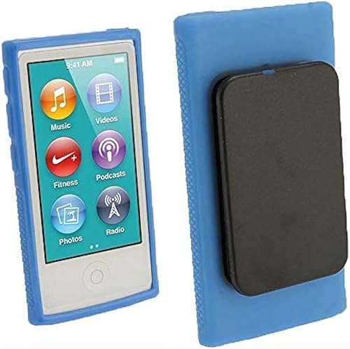 Funda para Apple iPod Nano 7, clip para cinturón, funda de gel de goma TPU suave para Apple iPod Nano 7ª generación 7G 7 + funda transparente de TPU