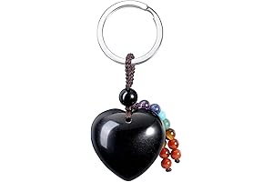 Black Tourmaline Heart Gemstone Keychain