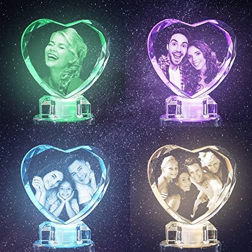 VEELU 3D Crystal Photo Personalized|Custom Picture Crystal Photo Lamp|3d Pictures in Glass with Light Memorial Gifts