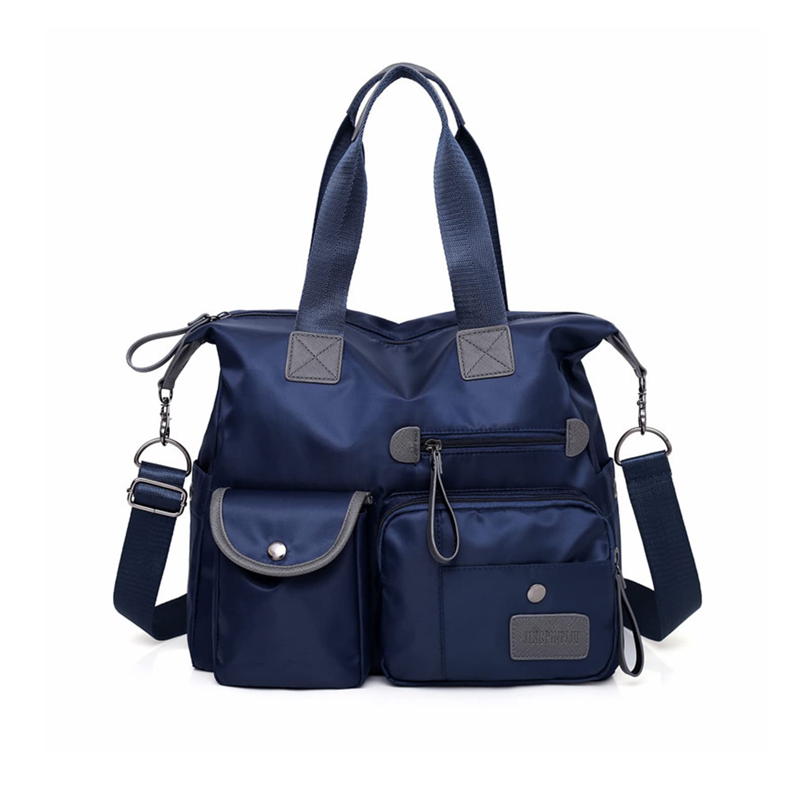 Sac à main bleu en nylon léger avec grand espace de rangement multi-poches - 7