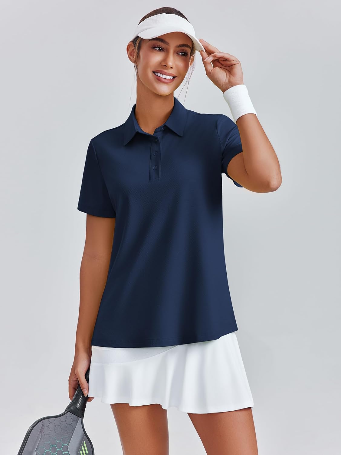 PINSPARK Womens 4 Buttons Golf Polo Shirts UPF 50+ Quick Dry Athletic Tennis Tops Collared Pickleball T Shirt - Image 3
