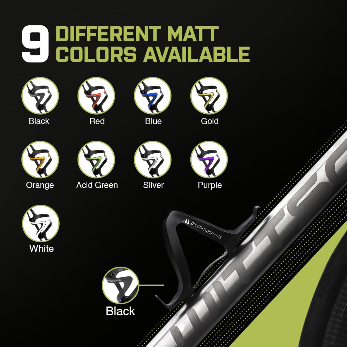 JRC Components Kaze Carbon Bottle Cages | Lightweight Open Water Bottle Cage 18g | Suitable for 500ml-750ml Cycling Water Bottle | Compatible with TacX, Elite, Zéfal, Camelbak (Matt Purple)