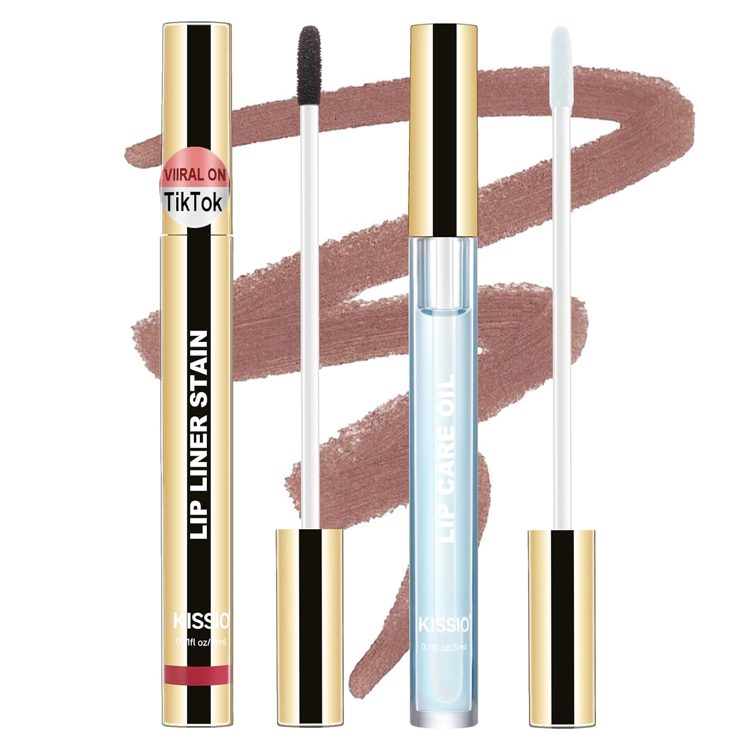 KISSIO Lip Stain Set,Peel Off Lip Liner Stain and Lip Care Oil,Transfer Proof,Long Lasting and Waterproof Lip Tint,Matte Finish,Lip Combo,05 Light brown 05# Light brown 1 Count (Pack of 1)