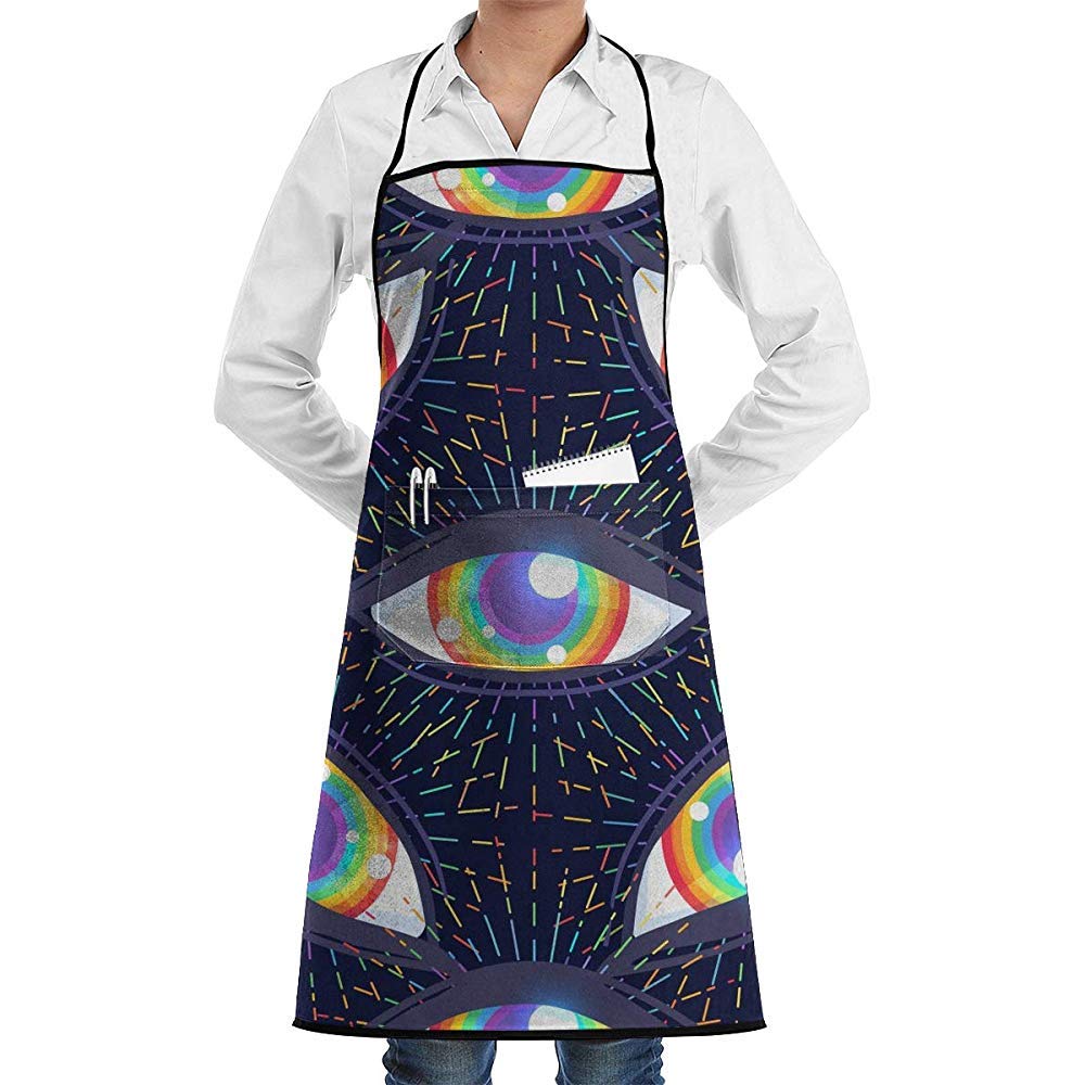 Marlon Kitty Fimaliy Seamless Pattern with Rainbow Colored Eyes. Flag of LGBT Community Inside Eyeball Aprons