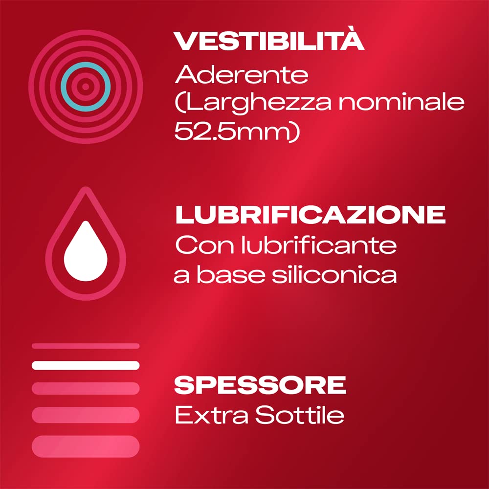 Durex SuperSottile, Preservativi Ultra Sottili Vestibilità Aderente, 100 Preservativi, 10 confezioni da 10 Profilattici