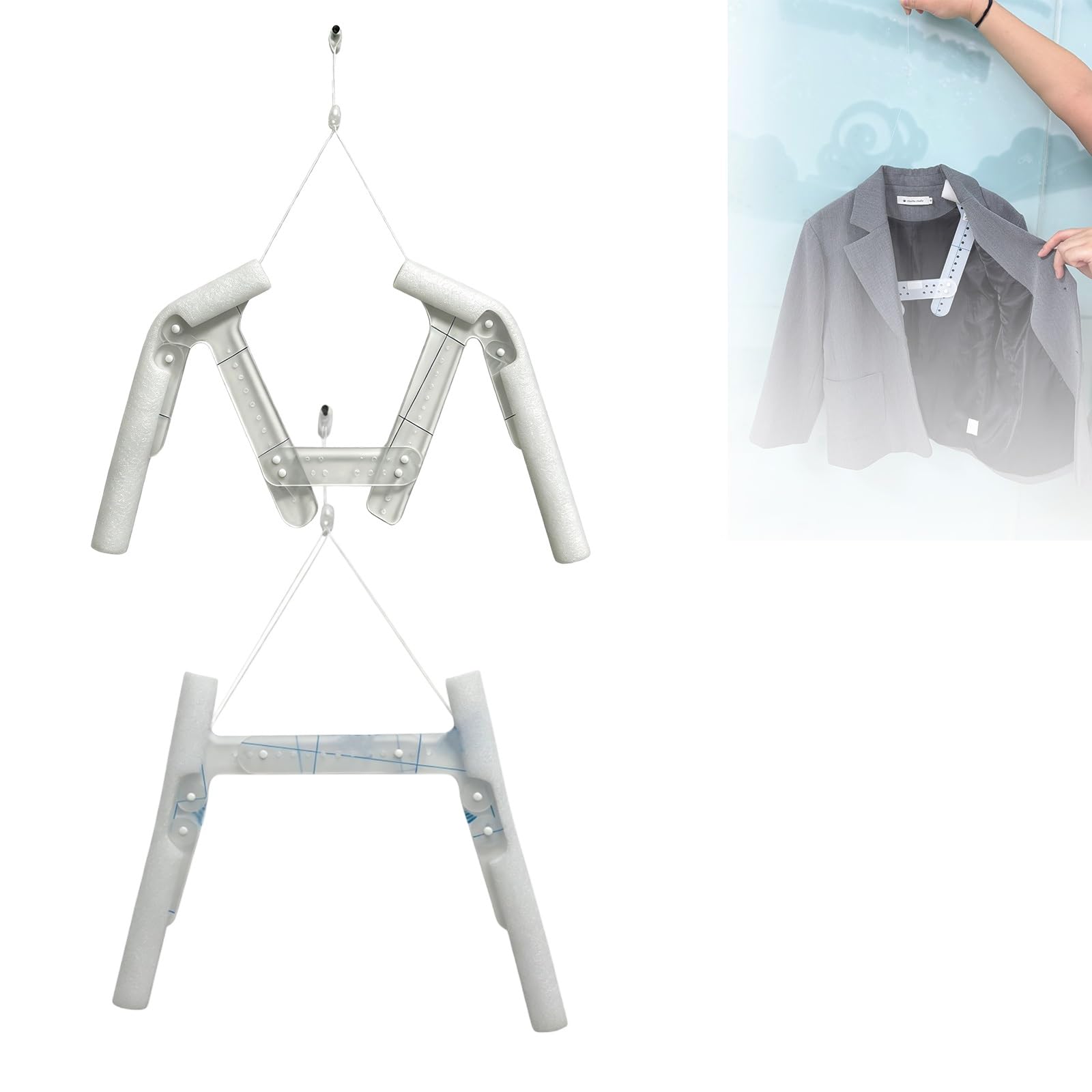 Adjustable Mannequin Form Invisible Hanger, 2 Pack Dress Cloth Gown Display Support Holder with Foam Protection, Detachable Clothes Rack for Retail Boutique