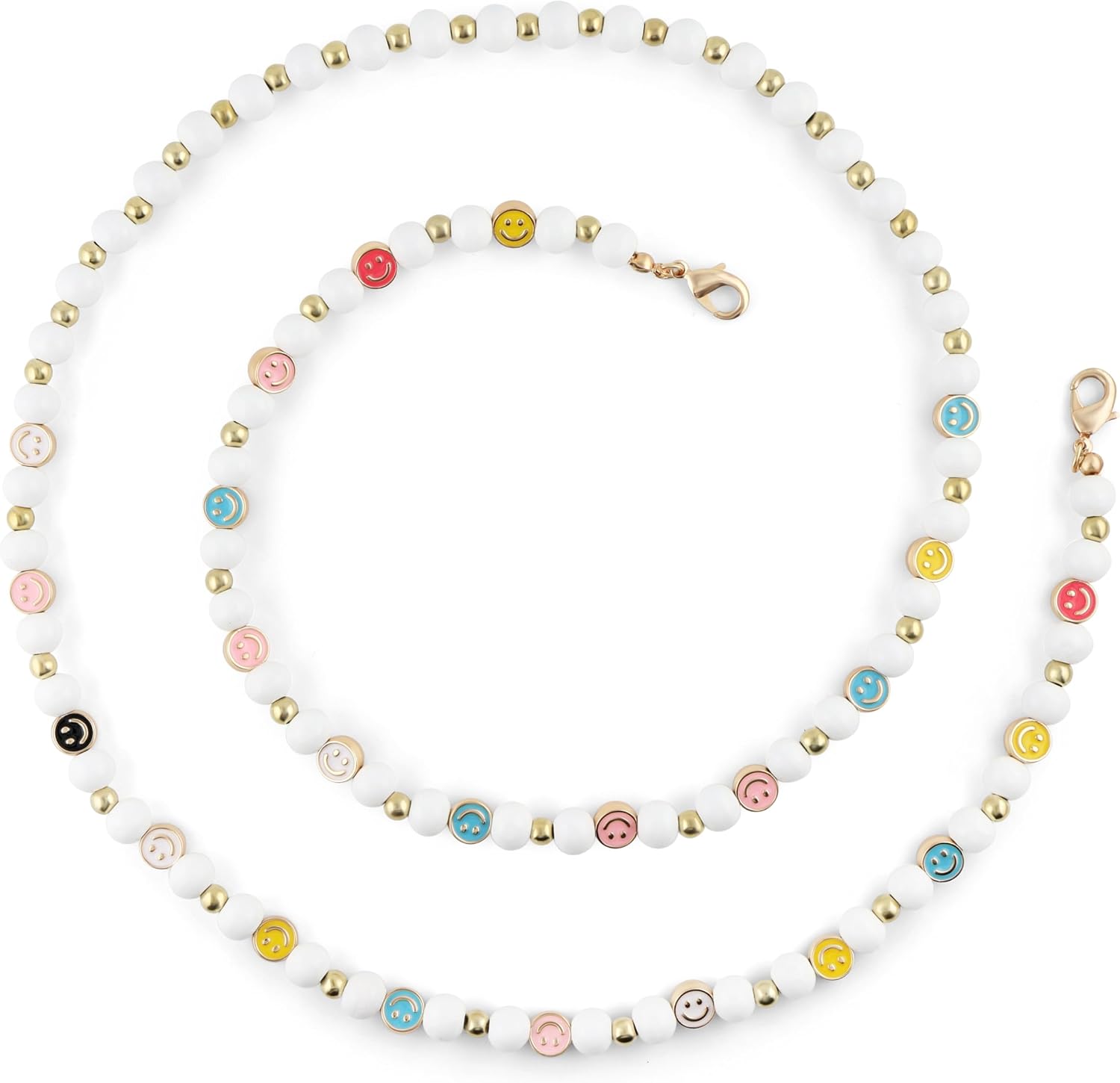 Smile Glasses Holders Beaded Cute Eyeglasses Chain for Women Beaded Lanyard for Sunglasses Reading Glasses Chain