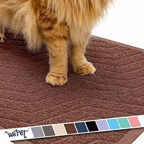 WePet Cat Litter Box Mat U02.2, Kitty Premium PVC Pad, Durable Trapping Rug, Phthalate Free, Urine-Resistant, Scatter Control, L 35 x 23, Brown