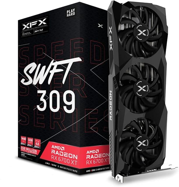 XFX Speedster SWFT309 AMD Radeon RX 6700 XT CORE Gaming Graphics Card with 12GB GDDR6 HDMI 3xDP, AMD RDNA 2 RX-67XTYJFDV