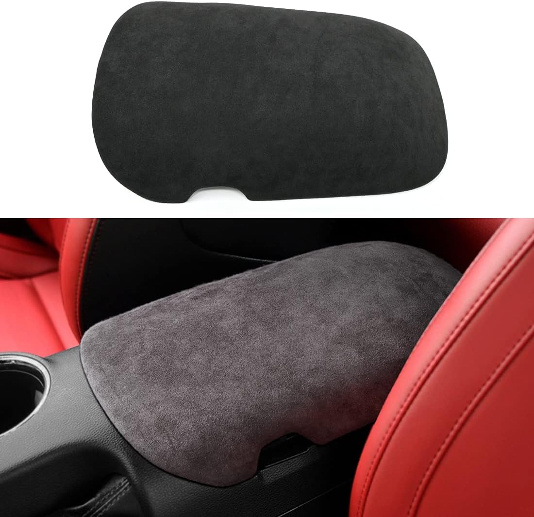 Black Suede Cover Wrap Central Console Armrest Interior Sticker Decoration for Mustang 2015 2016 2017 2018 2019 2020 2021