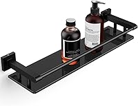 Vista 16 de Estantes de vidrio para baño, estante rectangular de acero inoxidable cromado de 20 pulgadas, estante de vidrio templado para montaje en pared