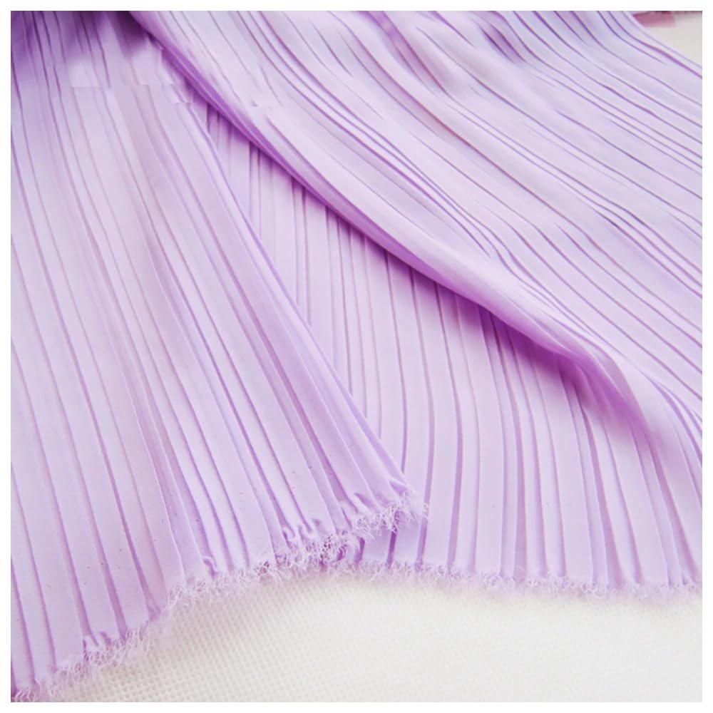 Tejido de gasa perlada plisada, Tela de gasa órgano con volantes plisados ​​múltiples, 59 pulgadas, 0,5-3 metros, artesanía costura for disfraces(Light Purple,Straighten 0.5 meter)