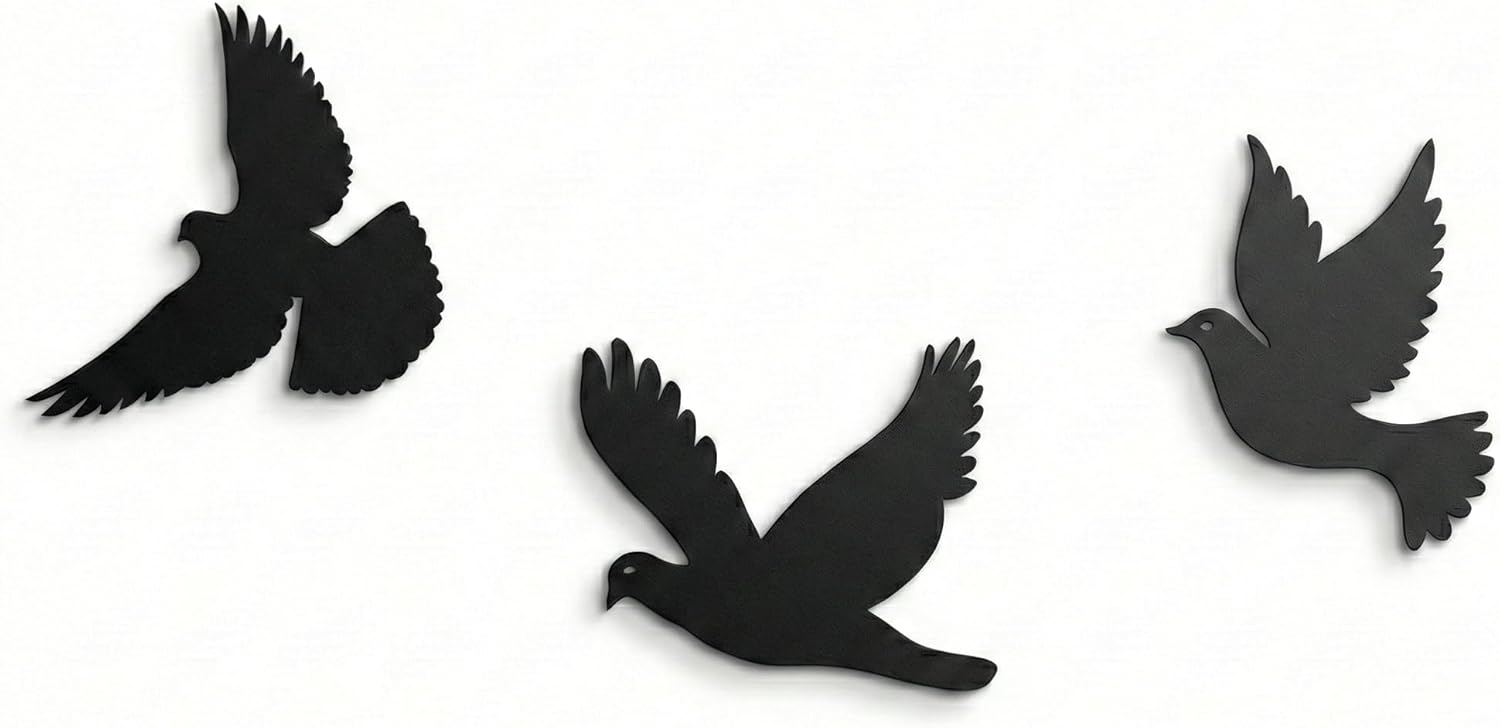 Metal Wall Art, Birds Decor, Metal Wall Decoration, Home Livingroom Indoor Outdoor Birds Sign (Set of 3)