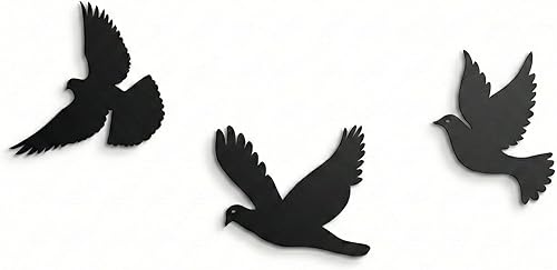 Arte de pared de metal, decoración de pájaros, decoración de pared de metal, letrero de pájaros para interiores y exteriores (juego de 3)
