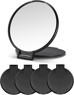 Qislee Compact Mirror Bulk, Round Makeup Mirror for Purse, Set of 4 (Black)
