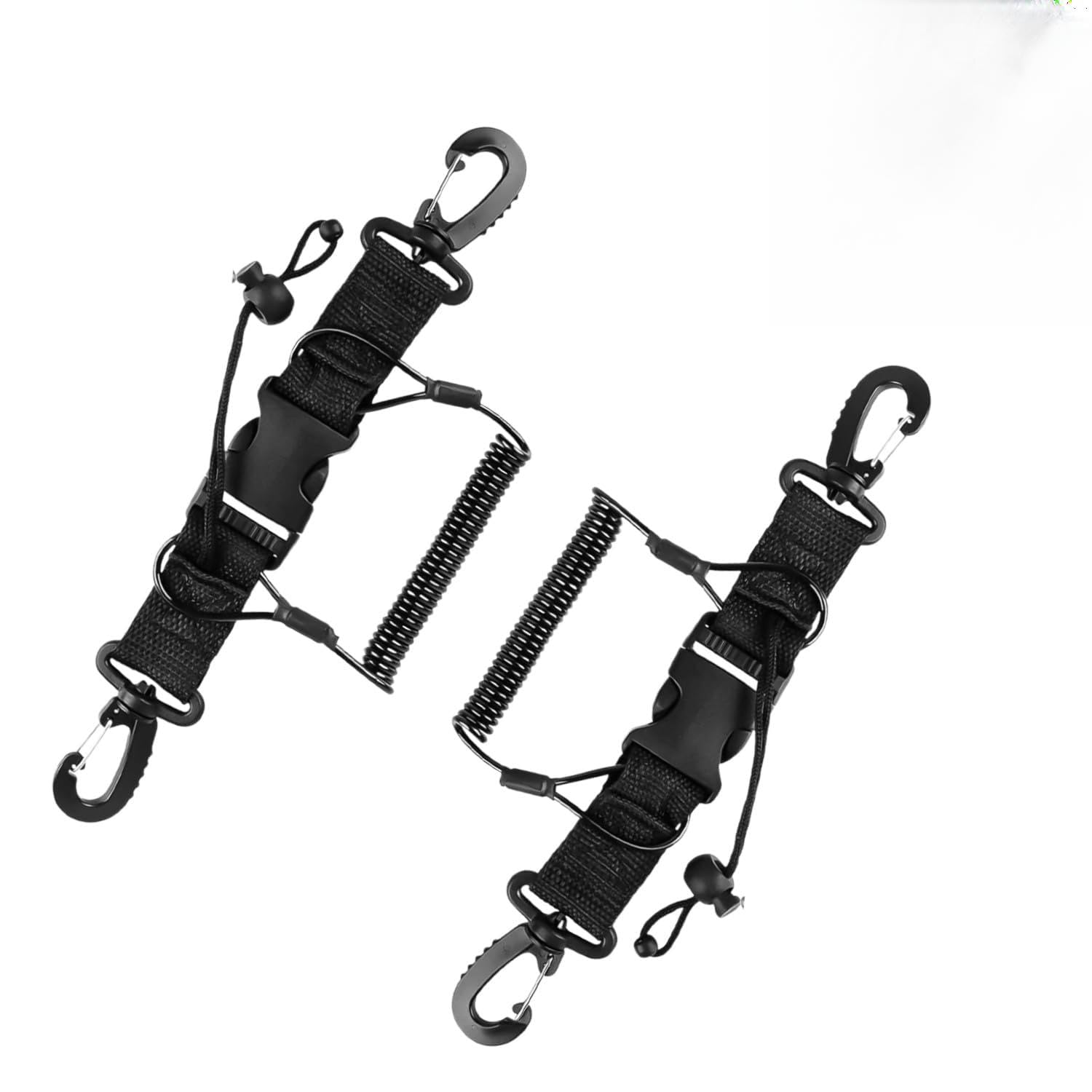 Zpeiran 2-Pack Anti-Loss Diving Lanyard With Quick Release Buckle & Carabiner Clip Retractable Spiral Cord For Scuba,Cameras,Mountaineering Gear