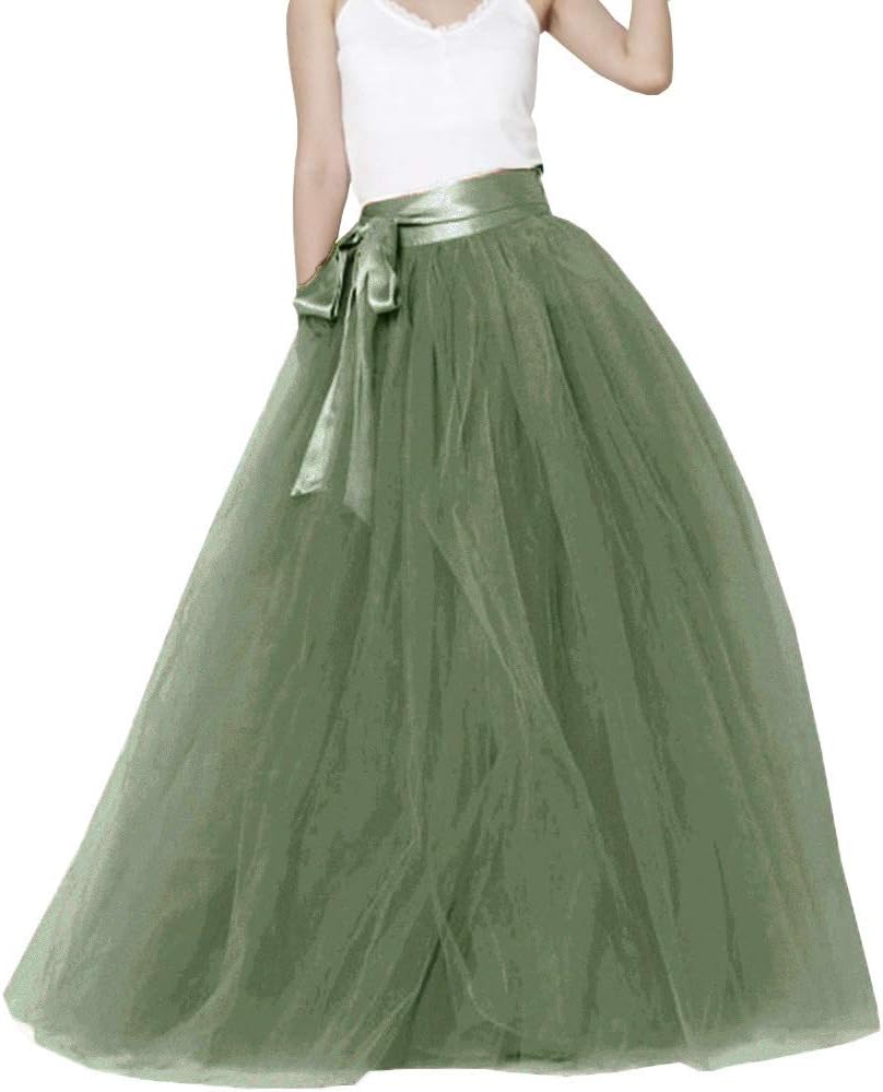Lisong Women Floor Length Bowknot Tulle Party Evening Skirt