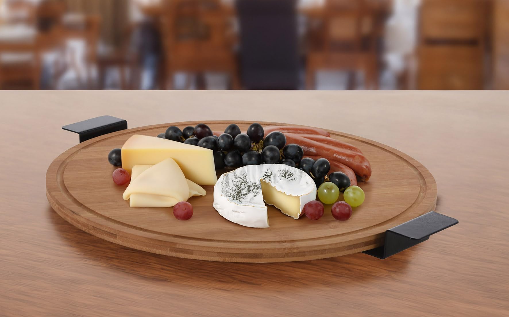 Continenta Plateau tournant en bois d'hévéa, plateau de service, plateau rotatif, plateau à fromage, dimensions : 40 x 3,5 cm