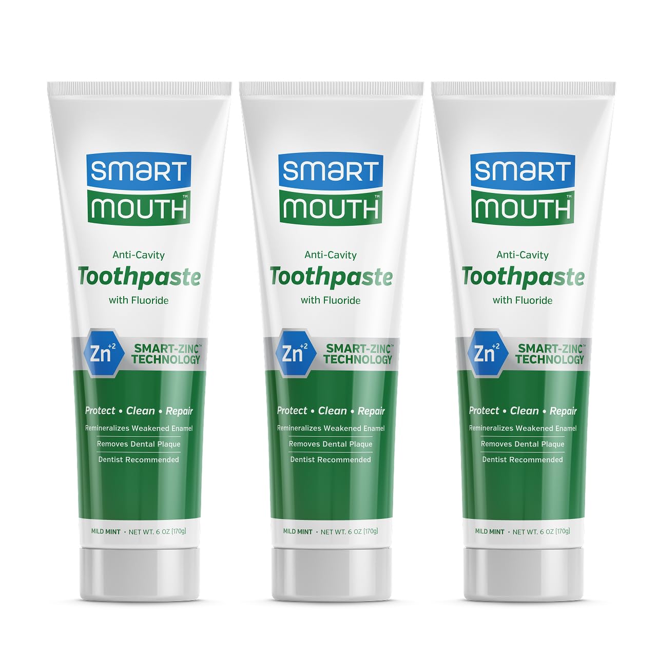 Premium Zinc Ion Toothpaste, Helps with Cavity, Enamel & Plaque, Mild Mint, 6 oz, 3 Pack