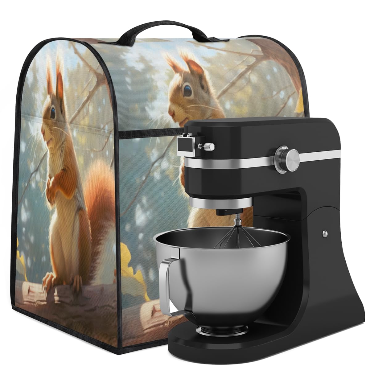 Coffee Maker Cover Cute Squirrel Animal Kitchen Appliance Covers Small Appliance Covers Blender Cover Juicer Cover Dust Covers for Kitchen Appliances with Top Handle and Pockets,Washable,B596