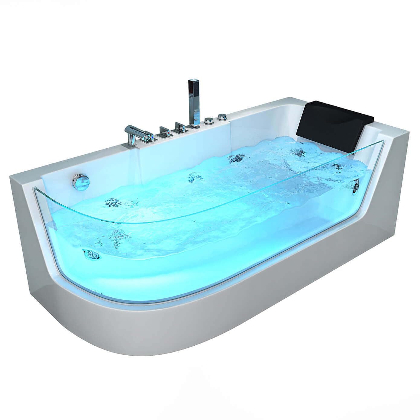 HOME DELUXE - Vasca idromassaggio - CARICA Links bianca con riscaldamento e massaggio - Dimensioni: 170 x 80 x 59 cm I Vasca ad angolo, vasca da interno
