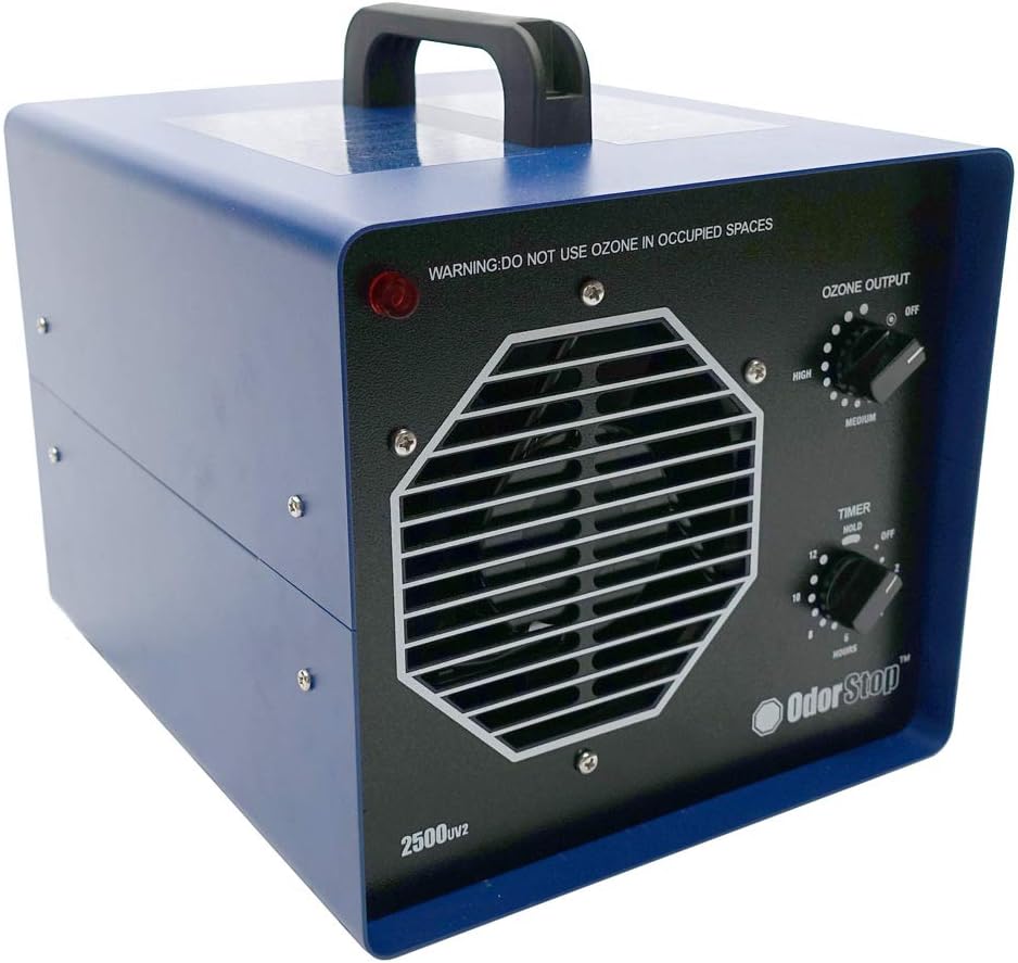 OdorStop OS2500UV2 Professional Grade Ozone Generator/UV Air Purifier for Areas of 2500 Square Feet+, For Deodorizing and Purifying Medium Occupied Spaces Such as Garages and Basements