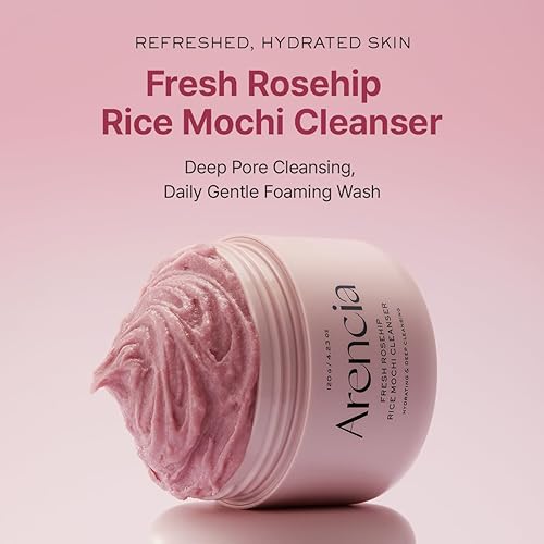 Miniatura 2 de Arencia Rosehip Brightening Rice Mochi - Limpiador facial y exfoliante diario, hidratante, exfoliante y limpieza profunda, todo tipo de piel con