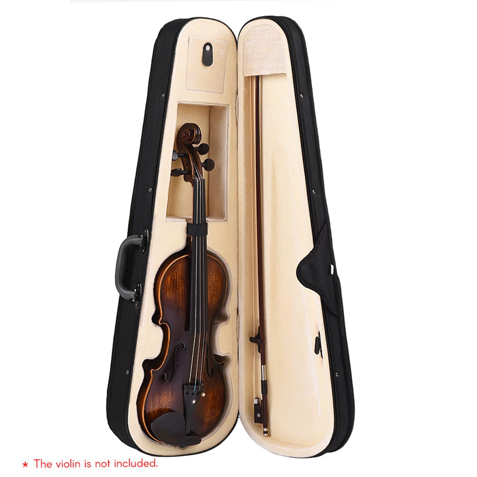 Violin Case 4/4 Full Size Hard Shell Nylon Oblong with Shoulder Straps Solid Handle (Beige)