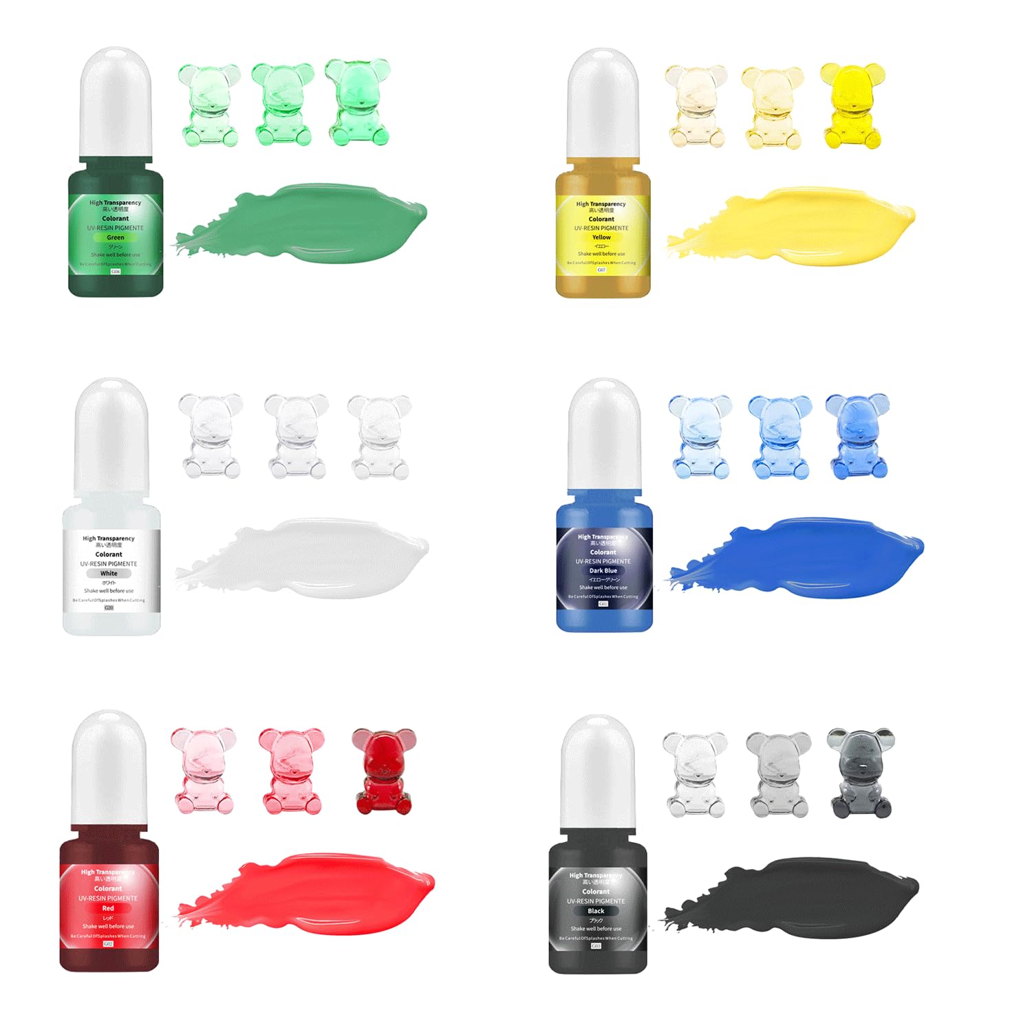 Canollo 6 Stück Farbpigmente für Gießpulver, Epoxidharz Farbe je 5 ml, Farbpigmente Farbe für Gießpulver, Epoxidharz Farben Pigment Farbstoff Set, für Harz Kunst, Gipsfarbe, DIY Kunsthandwerk