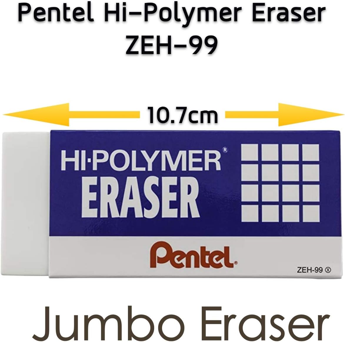 Pentel Hi-Polymer Block Eraser, Super XL White, 8-Pack (ZEH-99)