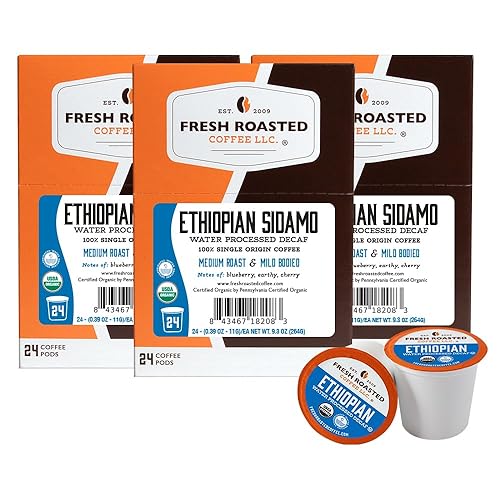 Miniatura 589 de Fresh Roasted Coffee, Peaberry de Tanzania, tostado ligero, Kosher, compatible con K-Cup, 24 cápsulas