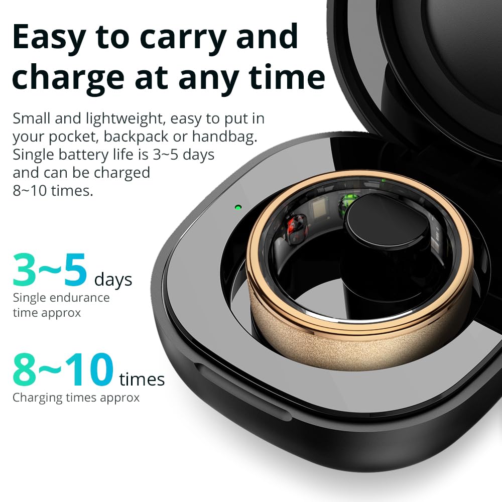 R10 Smart Ring, Smart Health Ring for Women, Features Heart Rate, Blood Oxygen, Sleep Monitoring, Pedometer, and Fitness Tracker. (Rose Gold, 9#)