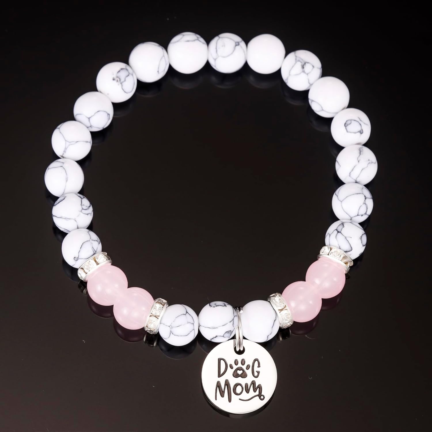 Dog Mom Bracelet for Women Beaded Natural Stone Mothers Day Jewelry from Doggie Mom Doggy Mommy Gifts - Image 2
