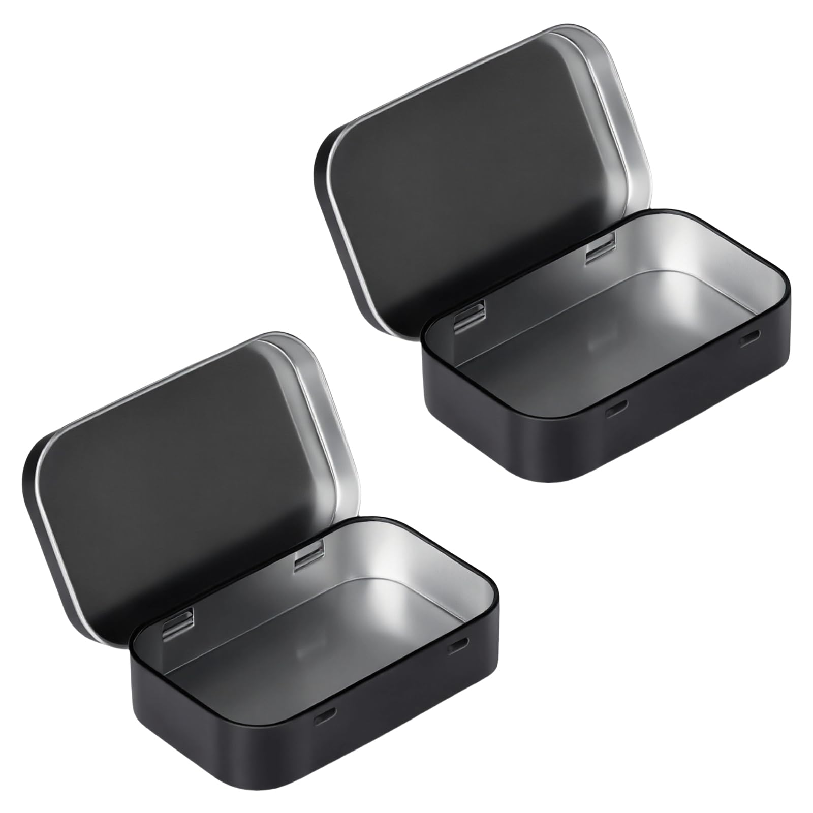 Hsioluted Retro Iron Organizers Tins with Flipped Lid Household Storage Solution Portable 2 Pieces Set Vintage Iron Storage Container